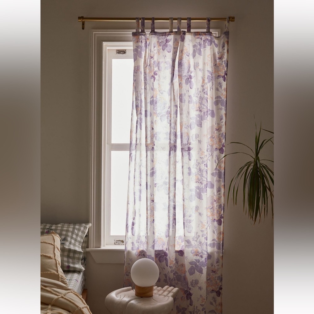 Urban Outfitters Floral Purple Sheer Curtain(s)